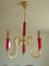 Vintage Brass & Red Crystal Chandelier 2