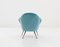 Italian Aquamarine Velvet Lounge Chair with Brass Legs, 1950s 7