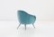 Italian Aquamarine Velvet Lounge Chair with Brass Legs, 1950s 3
