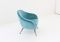 Italian Aquamarine Velvet Lounge Chair with Brass Legs, 1950s 4