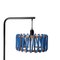 Schwarze Macaron Stehlampe mit kleinem blauen Schirm von Silvia Ceñal für Emko 1