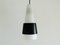 Danish White Opaline Glass Pendant Lamp with Black Metal Ring, 1960s 1