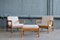 Model 227 Easy Chairs with Footstool by Borge Mogensen for Fredericia, 1960s, Set of 2 1