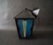 Lampada a sospensione a forma di lanterna in ferro battuto e vetro colorato, anni '50, Immagine 10