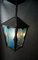 Lampada a sospensione a forma di lanterna in ferro battuto e vetro colorato, anni '50, Immagine 8