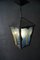 Lampada a sospensione a forma di lanterna in ferro battuto e vetro colorato, anni '50, Immagine 1