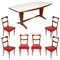 Vintage Mahogany & Burl Mahogany Dining Table & Chairs, Set of 7 1