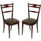 Italian Brown Walnut Side Chairs, 1950s, Set of 2 1