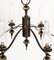 Lámpara de araña Art Déco de latón bruñido y cristal de Murano Venini con seis luces, años 30, Imagen 3
