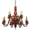 Lampadario Mid-century in bronzo e legno rosso, Immagine 1