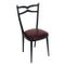 Black Lacquered Walnut & Leatherette Side Chairs, 1940s, Set of 2, Image 2