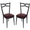 Black Lacquered Walnut & Leatherette Side Chairs, 1940s, Set of 2 1