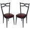 Chaises d'Appoint en Noyer Laqué Noir et Skaï, 1940s, Set de 2 1