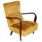 Fauteuil Mid-Century Moderne en Noyer et Velours, 1940s 1