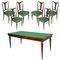 Mid-Century Italian Walnut Dining Table & 6 Chairs, Set of 7 1