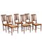 Mid-Century Walnut & Straw Chiavari Chairs, Set of 6 1
