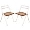 Steel, Beech & Straw Folding Chairs by Giorgio Cattelan for Cidue, 1970s, Set of 2 1