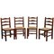 Mid-Century Italian Chestnut & Straw Chairs, 1960s, Set of 4, Image 1