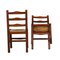Mid-Century Italian Chestnut & Straw Chairs, 1960s, Set of 4, Image 4