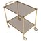 Art Deco Bar Cart in Bamboo Brass and Smoked Glass, 1940s 1