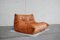 Togo Sofa in Cognac Leather by Michel Ducaroy for Ligne Roset, 1980s 16