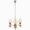 Lámpara de araña Art Déco de latón dorado y cristal de Murano con tres luces, años 30, Imagen 1