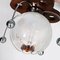 Lámpara colgante italiana de cristal de Murano, madera y metal cromado de Mazzega, años 60, Imagen 3