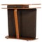 Mid-Century Cherry Wood and Brown Leather Console Table 1