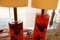 Lámparas de mesa de resina fractal roja con base de latón, años 60. Juego de 2, Imagen 5