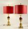 Brass & Red Resin Table Lamps, 1960s, Set of 2 2