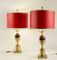 Tischlampen aus Messing & rotem Harz, 1960er, 2er Set 2