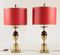 Brass & Red Resin Table Lamps, 1960s, Set of 2 8