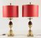 Lampes de Bureau en Laiton et Résine Rouge, 1960s, Set de 2 8