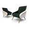 Italian Green and White Velvet Armchairs, 1950s, Set of 2 2