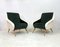 Italian Green and White Velvet Armchairs, 1950s, Set of 2 1