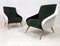 Italienische Samt Sessel in Grün & Weiß, 1950er, 2er Set 6