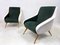 Italienische Samt Sessel in Grün & Weiß, 1950er, 2er Set 8