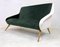 Italian Green and White Velvet Sofa, 1950s 8