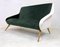 Italienisches Samt Sofa in Grün & Weiß, 1950er 8