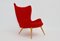 Fauteuil Rouge Mid-Century Moderne, 1950s 1