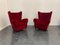 Red Velvet Armchairs and Sofa, 1950s, Set of 3 6