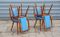 Blue Leather Chairs, 1950s, Set of 4 2