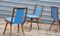 Blue Leather Chairs, 1950s, Set of 4 5