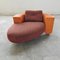 Chaise longue Baialonga de cuero mandarina y tela roja de Studio Visette para Pierantonio Bonacina, años 90, Imagen 1