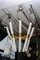 Satin Brass Chandelier with Tilted Alabaster Rods by Glustin Creation 7