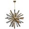 Brass Round Chandelier with Triedre Murano Glass Spikes by Glustin Creation 1