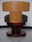Art Deco Round Maple & Rosewood Side Chair with Nubuck Leather, Image 4