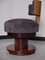 Art Deco Round Maple & Rosewood Side Chair with Nubuck Leather 2