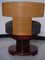 Art Deco Round Maple & Rosewood Side Chair with Nubuck Leather 3