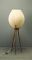 Tripod Floor Lamp with Cream Pleated Shade, 1950s 1